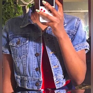 Star Jeans Cropped Jean Short Sleeve Jacket